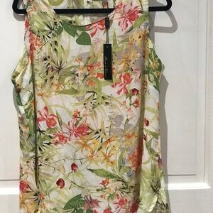 NWT PLUS SZ 1 X Rose and Olive tropical floral sleeveless top